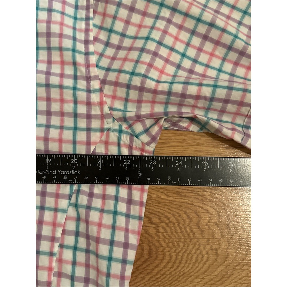 Jared Lang Tessuta Italiano Shirt Men's XL Multicolor Plaid Short Sleeve Preppy - Picture 3 of 8
